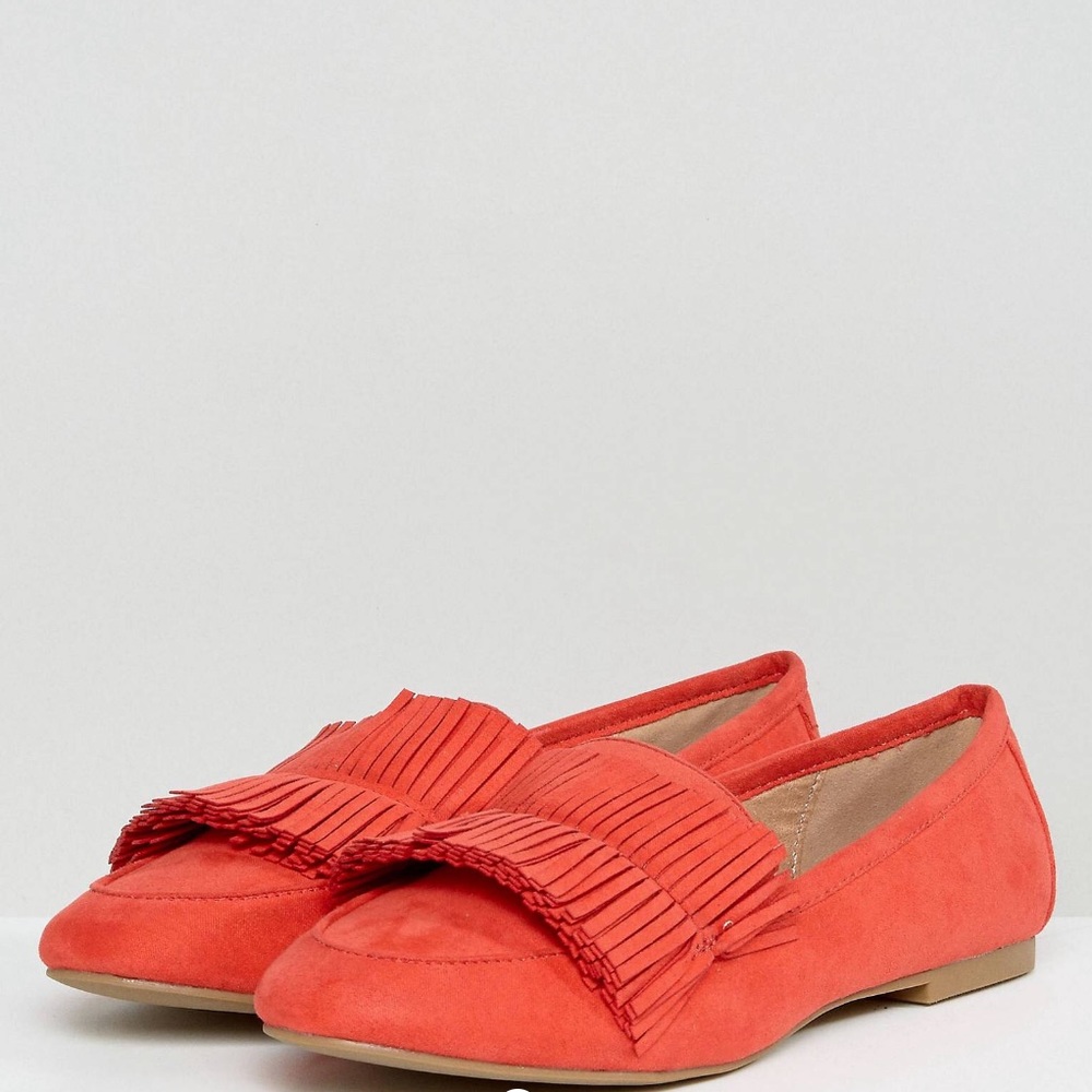 ASOS Pretty Red Fringed Loafers, size 9